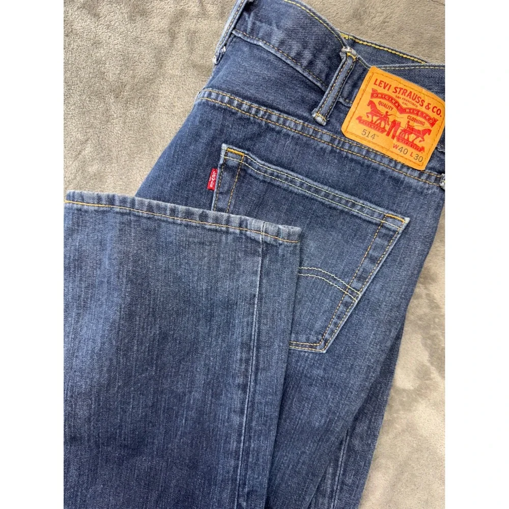 Levi's 514 Straight Fit Jeans Mens W40 L30‎ Dark Wash Denim Pants